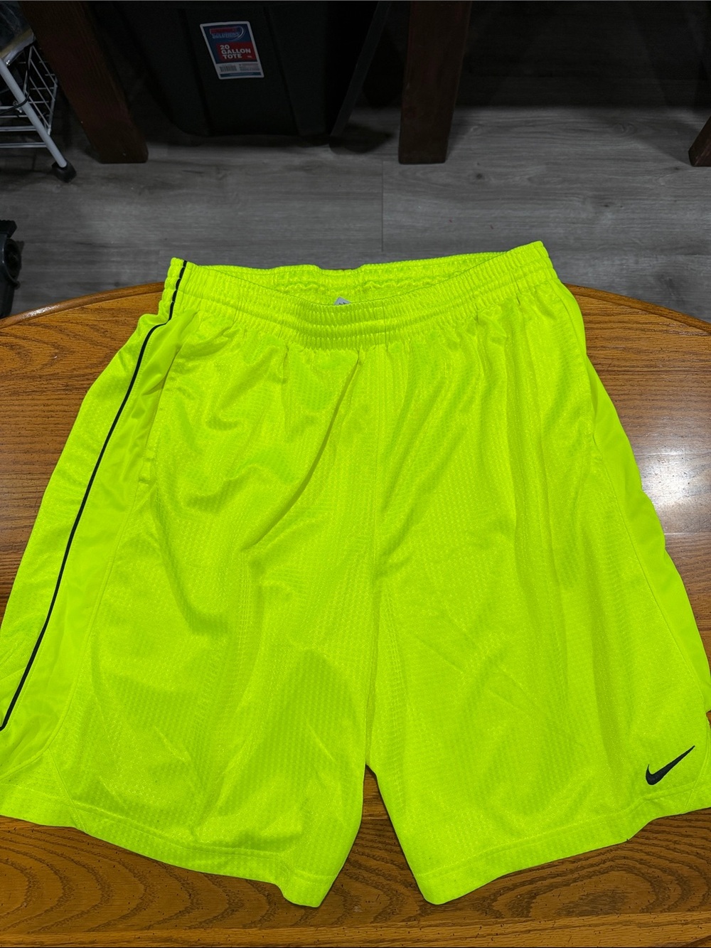 Nike Men’s Neon Yellow Athletic Shorts with Black Piping